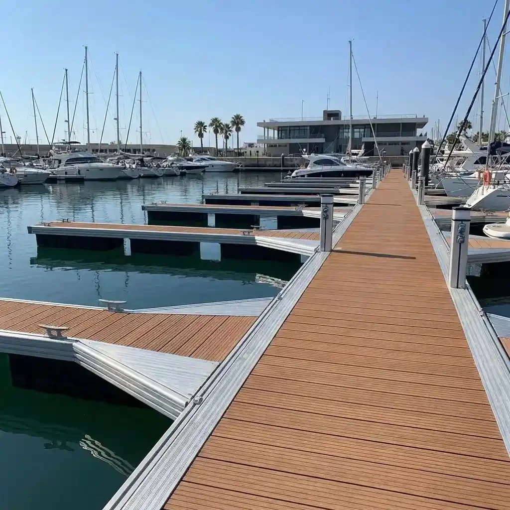 Floating dock system with finger piers and boat slips