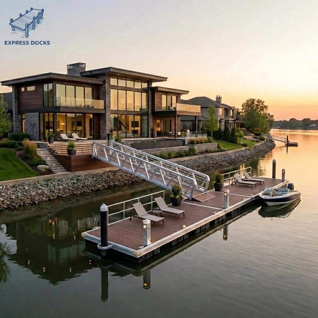 Single frame residential aluminum floating dock
