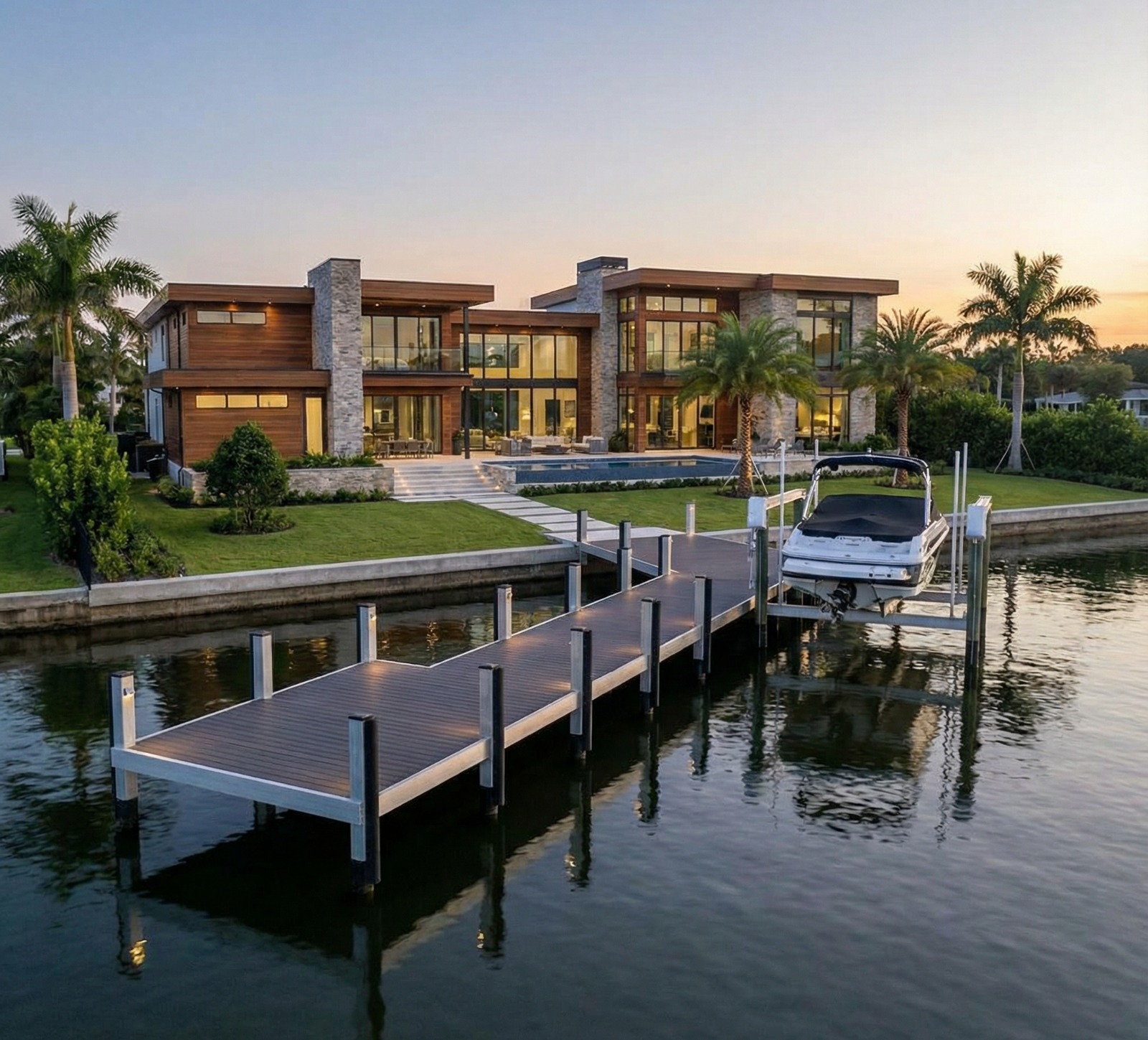 Custom dock design on residential property