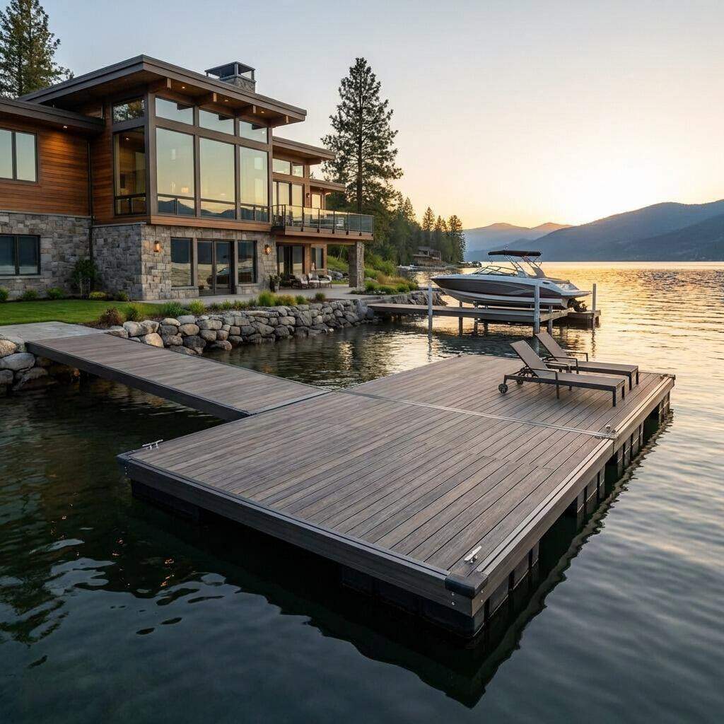 Family enjoying their new aluminum floating dock