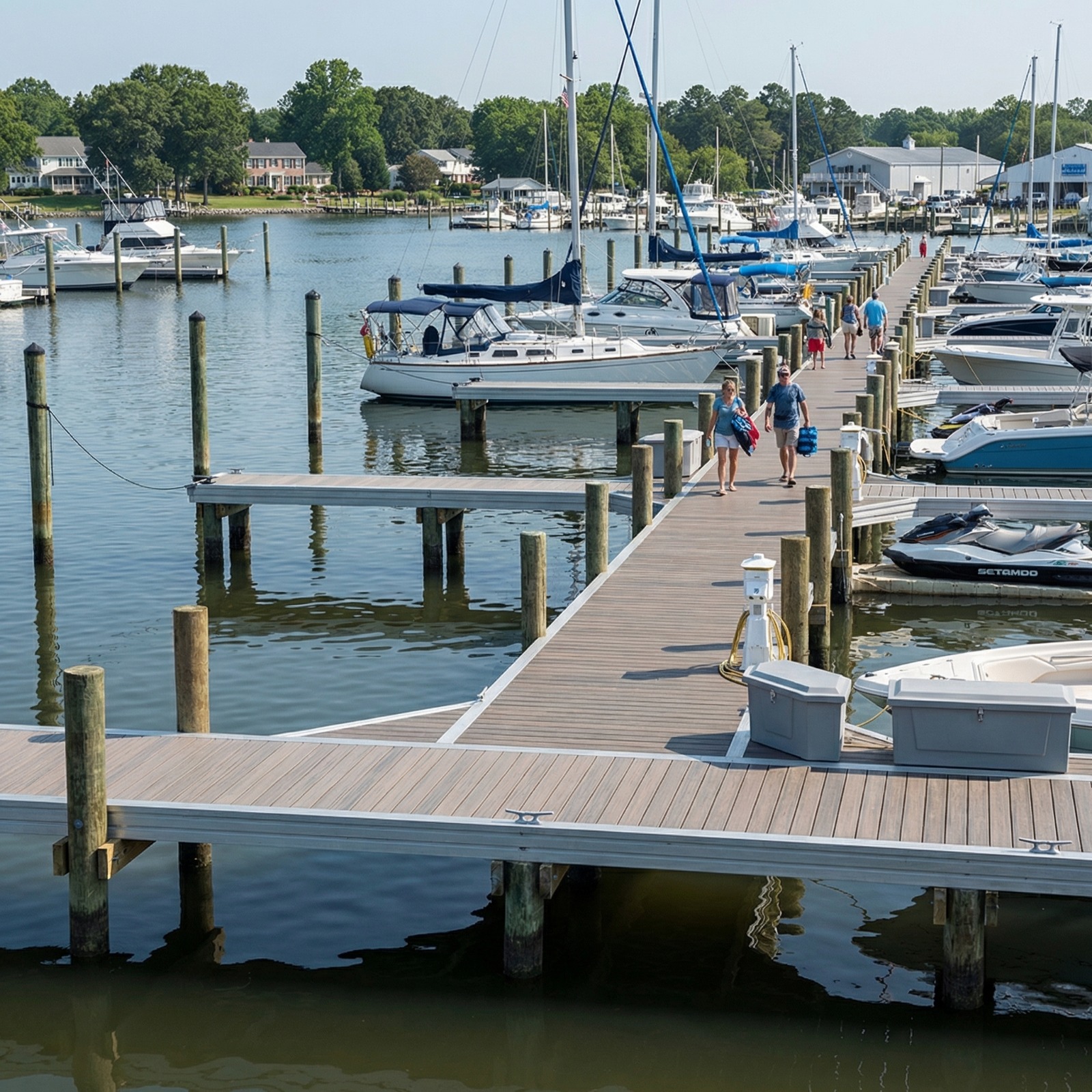 American marina with aluminum dock and WPC decking